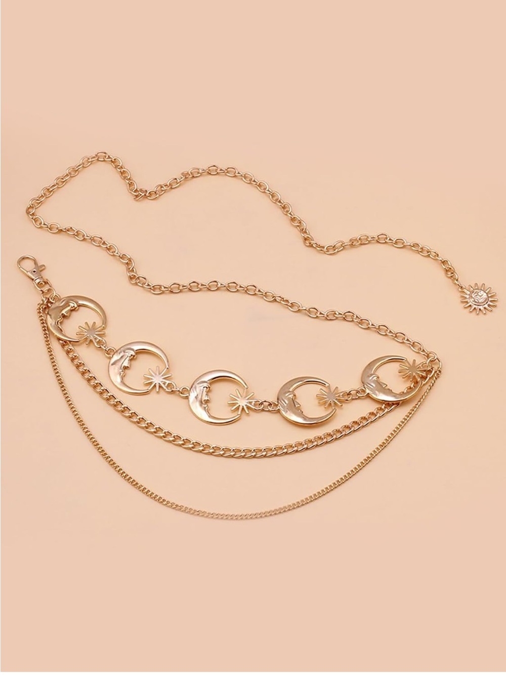 NEW! Gold Chain Link Waist Belt. Boho Moon & Star Belt 🌙✨ A8-262 - Picture 2 of 6